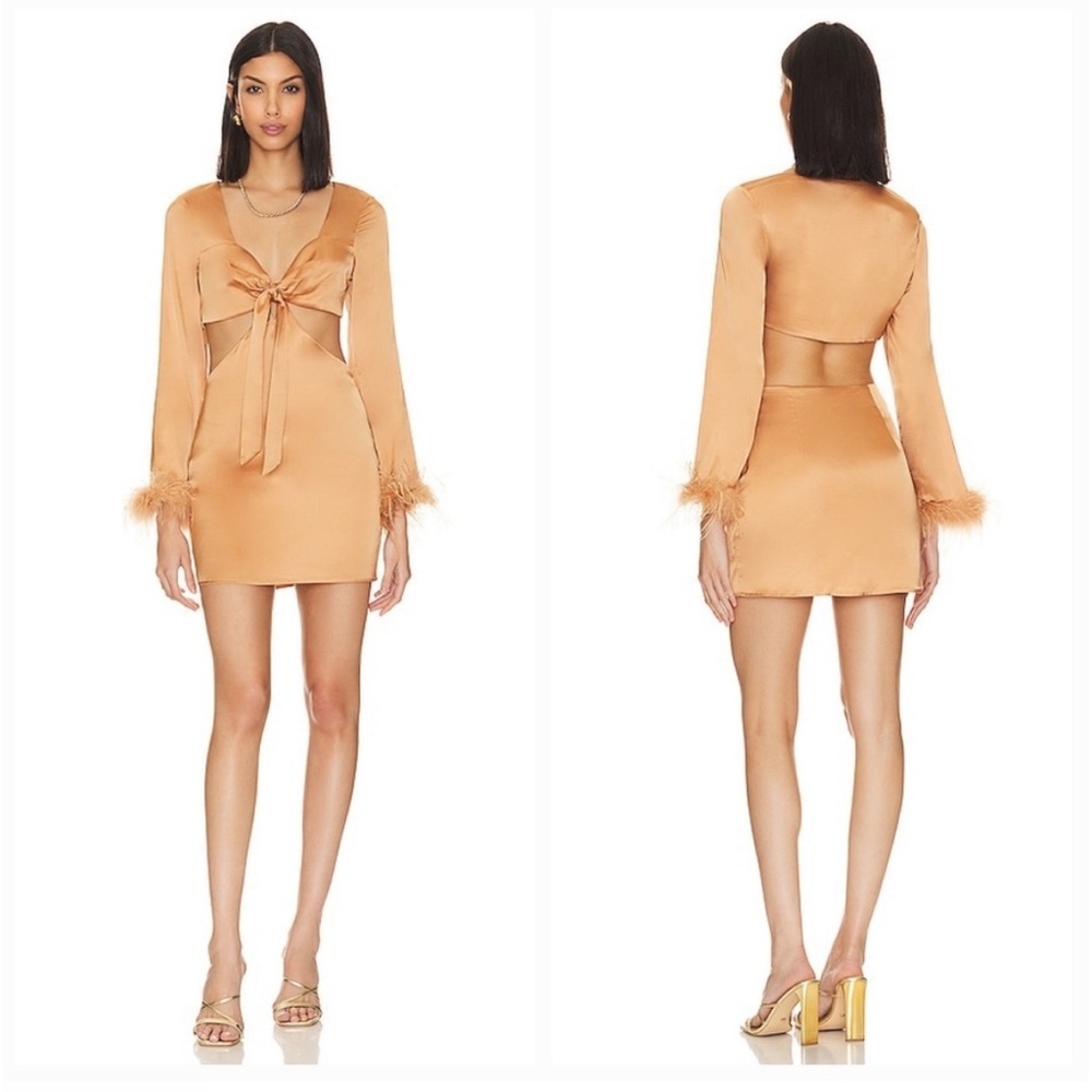 NEW NWT Camila Coelho Krista Mini Dress in Soft Gold